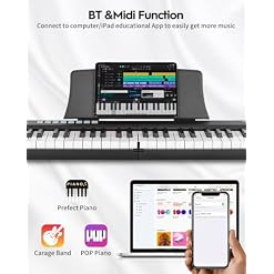 STRICH 88 Key Digital Piano Foldable Full Size Electric Keyboard with Semi-Weighted Sensitive Keys, Portable Electric Piano Set for Beginner, Bundle with Sustain Pedal, Headphones, Music Rest, SEP-88F – Image 5