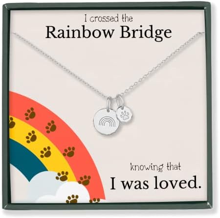 HOPE LOVE SHINE Rainbow Bridge necklace Pet Dog Cat loss memorial necklace gift (SILVER)