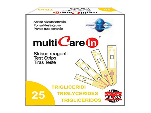 Gima - Strisce Reagenti per la Determinazione della Concentrazione dei Trigliceridi nel Sangue da usare con MultiCare In - confezione da 25 strisce