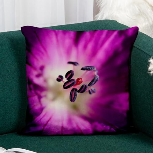 Coussin similicuir blanc 40x40 cm fleur violette avec housse - 5
