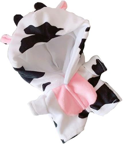 Ropa de muñeca de felpa de 7.9 in8 pulgadas, ropa de animal de una pieza, pijamas, juguetes, accesorios para muñecas (vaca)