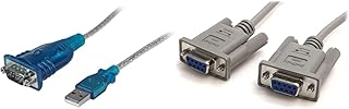 StarTech.com USB to Serial Adapter – Prolific PL-2303 – 1 Port – DB9 (9-pin) – USB to RS232 Adapter Cable – USB Serial & 10' RS232 Serial Null Modem Cable - Null Modem Cable