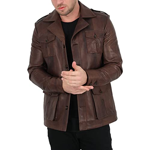 Trifoliate Leather Coats for Men - Real Lambskin Leather 3/4 Length Black and Brown Leather Jacket Men