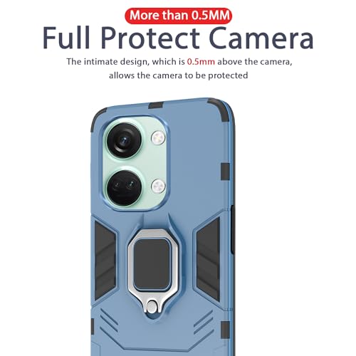 Image of Pikkme OnePlus Nord 3 5G Back Cover | D5 Tough Armor Bumper | 360 Protection Case | Ring Holder Stand Case for OnePlus Nord 3 5G (Blue)
