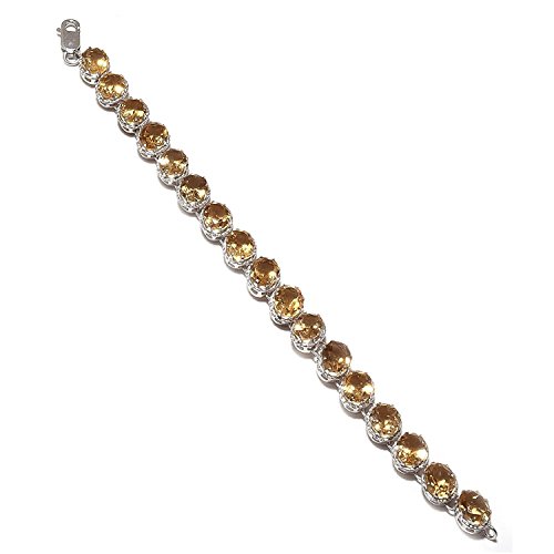 Bracelet citrine en argent sterling plaqué or jaune et rhodium d'une brillance d'exception pour femme