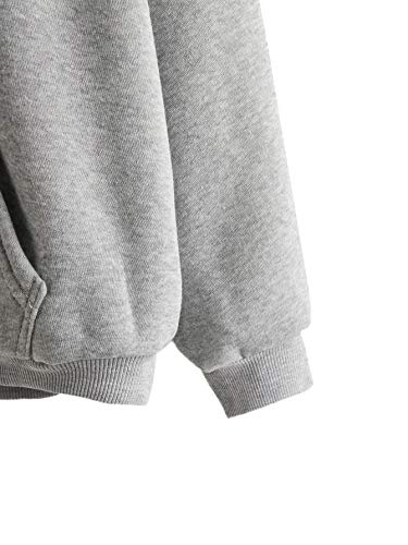 Sweatyrocks Women's Casual Heart Print Long Sleeve Pullover Hoodie Sweatshirt Tops Grey L #TOP3