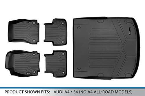 SMARTLINER-Custom-Fit-Floor-Mats-2-Rows-and-Cargo-Liner-Set-Black-for-2017-2022-Audi-A4-S4-No-A4-All-Road-Models