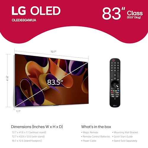 Image of LG 83-Inch Class OLED evo G4 Series Smart TV 4K Processor Flat Screen with Magic Remote AI-Powered with Alexa Built-in (OLED83G4WUA, 2024)