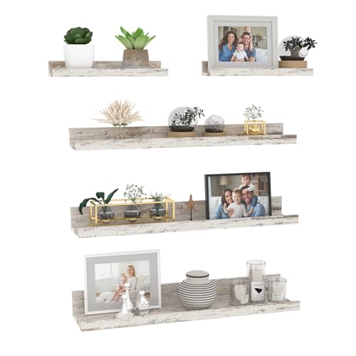 Giftgarden 60cm Estanteria Pared de Madera, Baldas Pared Color Abedul para Baño, Entrada Recibidor, Cocina, Salon-Juego de 5 con Diferentes Tamaños