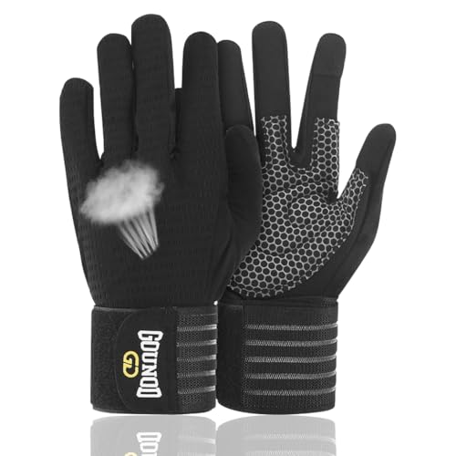 Image of Proberos Full Finger Workout Gloves with Wrist Support, Gym for Men and Women, Professional Weightlifting, Fitness Training Workout, L