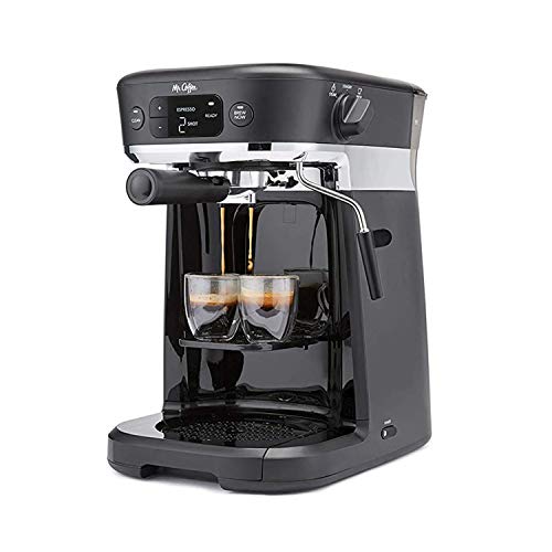 Mr. Coffee All-in-One Occasions Specialty Pods Coffee Maker, 10-Cup Thermal Carafe, and Espresso with Milk Frother and Storage Tray, Black