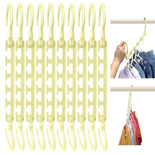 Wonder Hanger Max 10-Pack Space Saving Hangers, Reinforced Hooks Swivels 360°, Cascading Hanger, Teens, College Dorms, Kids & Closet Organizer, Assembled – Pastel Yellow