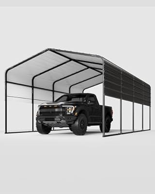 13X20 FT Metal Carport Heavy Duty Galvanized Steel Car Canopy Shelter with Reinforced Base Frame, Weatherproof Roof Cover for Cars, Trucks, RVs, Tractors, Equipment