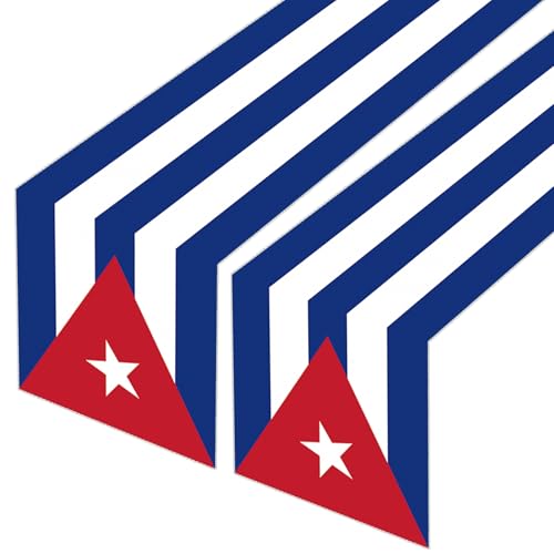 2PCS Cuba Flag Theme Table Runner Decorations, Havana Nights Cuban Themed Birthday Party Supplies Favors Tablecloth 12x72 Inch Table Cover