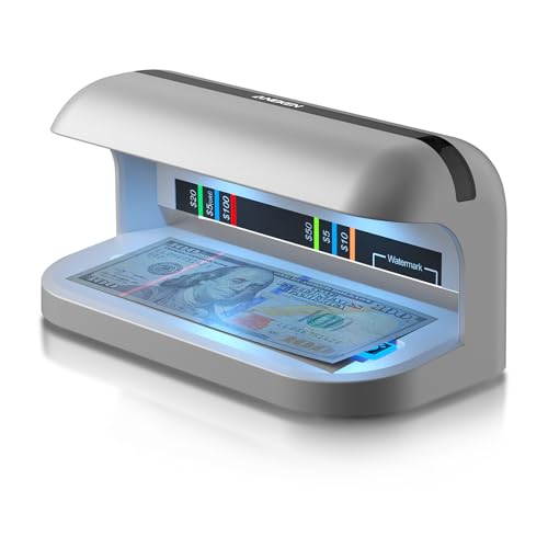 Aneken AL-17 Counterfeit Bill Detector with UV LED Light, Advanced UV Counterfeit Money Detector with Card & ID Detection, Suitable for All Currencies in The World, Silver