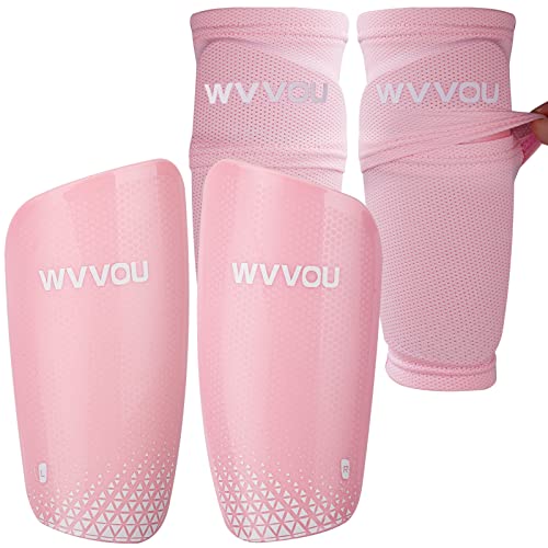 WVVOU Espinilleras de fútbol para adultos y jóvenes, con protección de tobillo acolchada, protección completa para tu pierna, para evitar lesiones (S, rosa) Cover