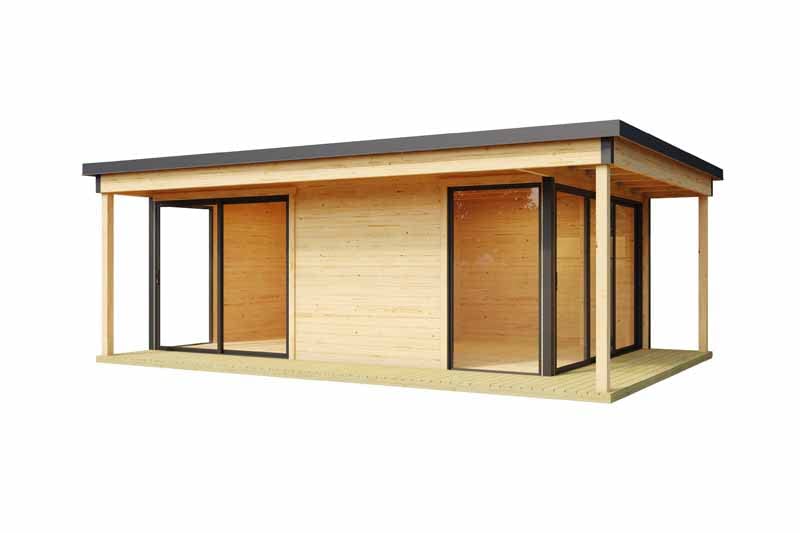 Domeo 3 v2 + Domeo 3 v2 AL. pakk-Log Cabin, Wooden Garden Room, Timber Summerhouse, Home Office - L608.4 x W418.9 x H239.4 cm
