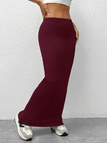 Women High Waist Solid High Waist Knit Tight-Fit Knee-Length Skirt Summer Skirt4