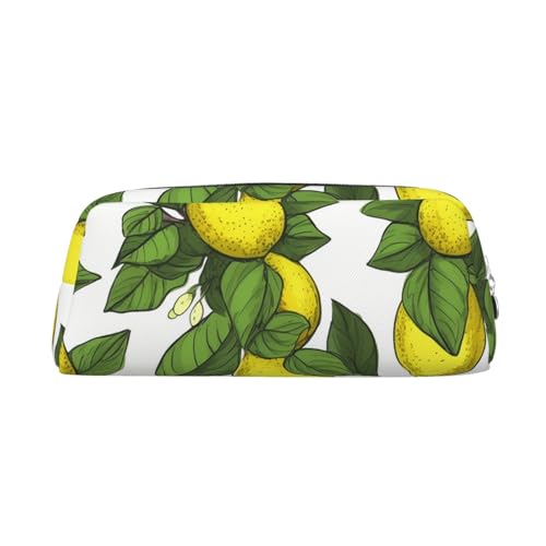 GDSHJKLW イエロー フレッシュ レモン レザー 筆箱 大容量 ペンポーチ、ジッパーメイクアップバッグ レディース メンズ 旅行 洗面用具バッグ 防水 コスメバッグ ワイドオープン コインポーチ 財布