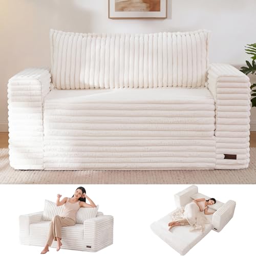 MAXYOYO Convertible Sofa Bed Pull-Out Loveseat Couch Bed for Small Space