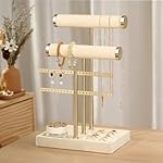 3 Tier Bracelet Holder Display - Detachable T Bar Beige Velvet Bracelet Holder, Jewelry Holder Organizer for Bracelet, Necklace, Earrings, Rings - Image 5
