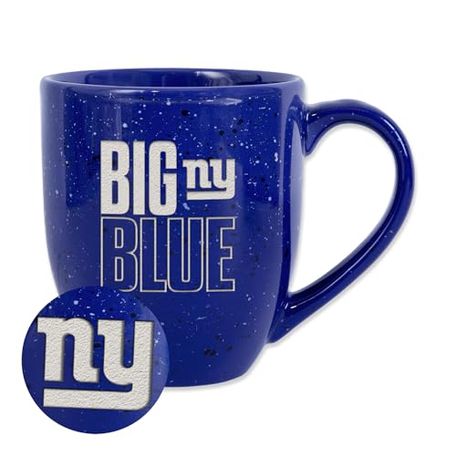 Rico Industries NFL Football New York Giants Big Blue 16 oz Team Color Laser Engraved Speckled Ceramic Coffee Mug