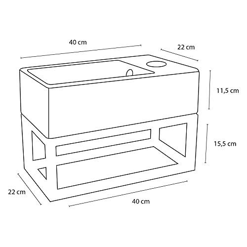 Lavabo en céramique Differnz Force avec porte-serviettes et robinet doré - 8