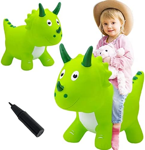 Bouncy Horse for Kids,Bouncy Animals Triceratop Hopper for Toddlers,Kids Dinosaur Bouncy Toys Animal Hopper,Ride on Hopping Toy,Outdoor Indoor Jumping Horse Birthday Gift for Kids,with Pump
