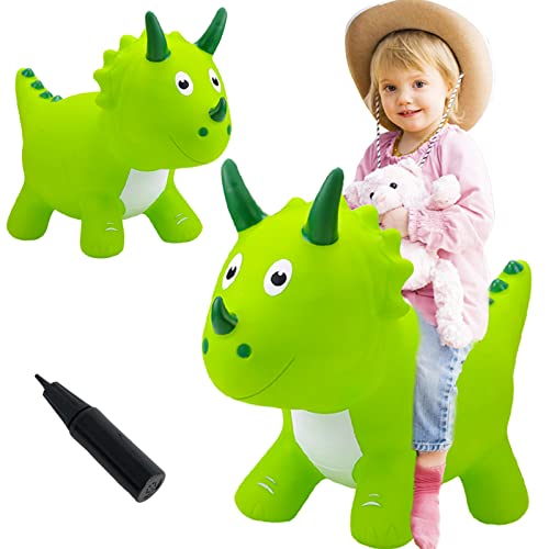Bouncy Horse For Kids,Bouncy Animals Triceratop Hopper For Toddlers,Kids Dinosaur Bouncy Toys Animal Hopper,Ride On Hopping Toy,Outdoor Indoor Jumping Horse Birthday Gift For Kids,With Pump #TOP2