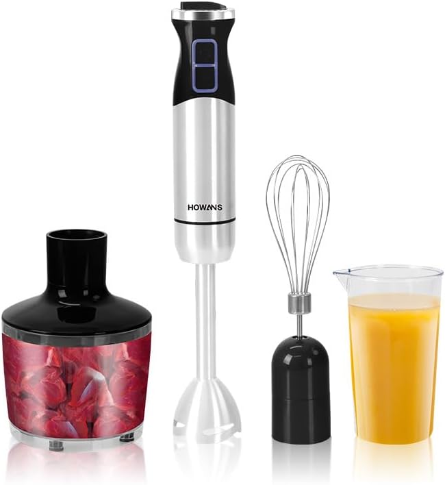 Hand Blender Multi-function Handheld Electric Blender with Chopper, Whisk, and Beaker