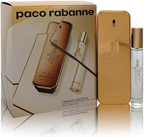 Paco Rabanne 1 Million Gift Set For Men - 3.4 Ounce Eau De Toilette + 0.68 Ounce Travel Spray, 4.38 Ounce