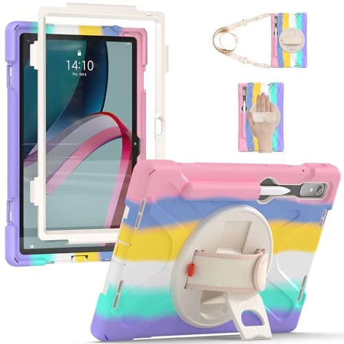 Étui Lenovo Tab P11 Pro Gen2 rose avec protection d'écran et support rotatif