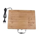 Hellery Maletín de Calefacción de Piedras Calientes para Masajes/Basalto Calentador SPA ACeite de Masaje Piedra Volcánica Caja de Bambú