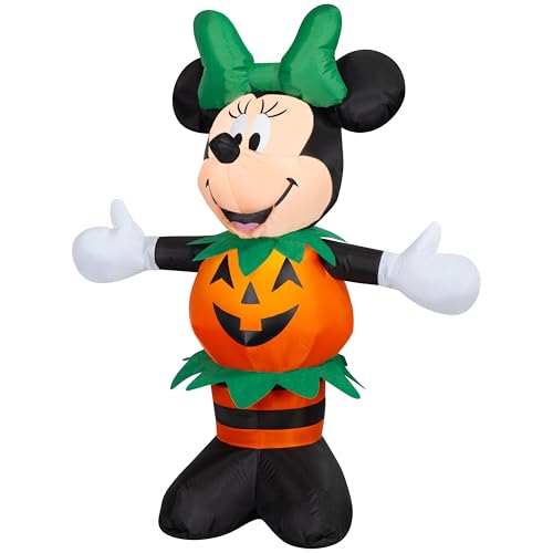Gemmy Airblown Inflatable Minnie Dressed in Pumpkin Outfit Disney, 3.5 ft Tall, Multicolored