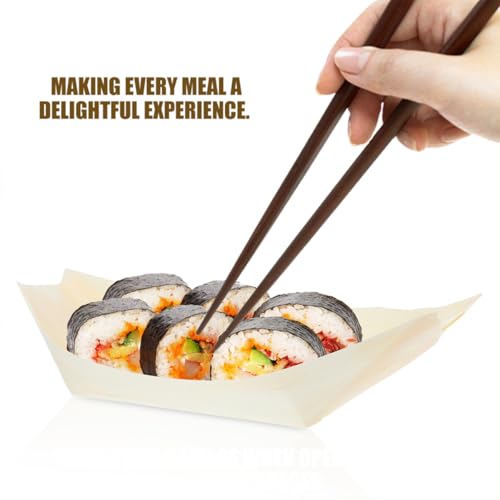 50 platos desechables de madera para sushi, 6 pulgadas miniatura 3