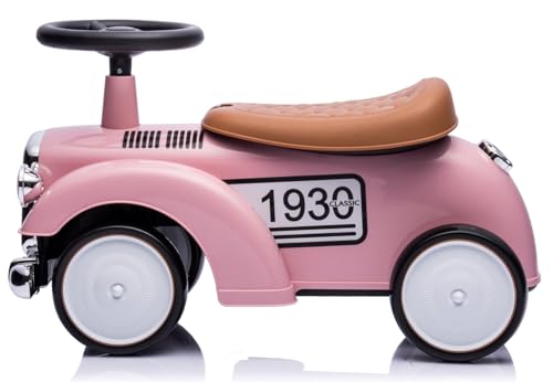 Rutschauto ab 1 Jahr Retro Classic, Rutschauto Indoor, Auto Kinder, Baby Auto, Gehhilfe mit Horn (Rosa) – Bild 3