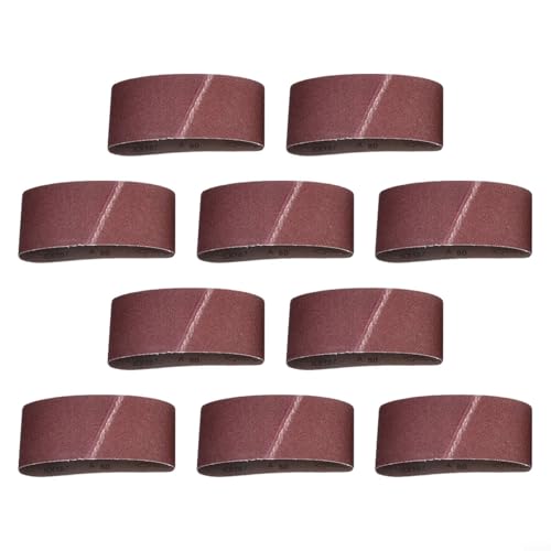 Helilyco 10 correas de lijado de grano 60 de 100 x 560 mm, óxido de aluminio abrasivo para madera, metal, plástico, fibra de vidrio, lijadora de banda portátil