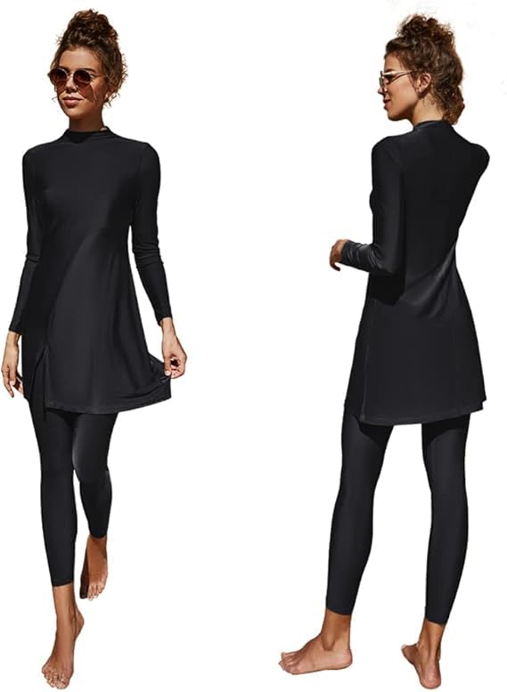 GenericMuslim Swimsuits for Women Modest Islamic Swimwear Burkini Full Cover Rash Guard Top Pants Set 2 Pieces Bathing Suits