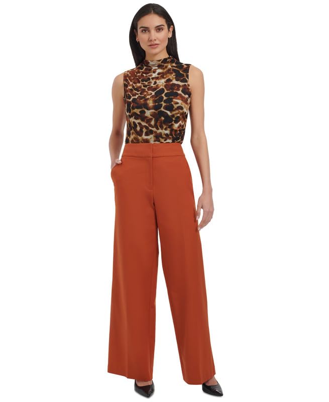 Calvin Klein Womens Wide Leg Cotton Blend Pants Tera 14