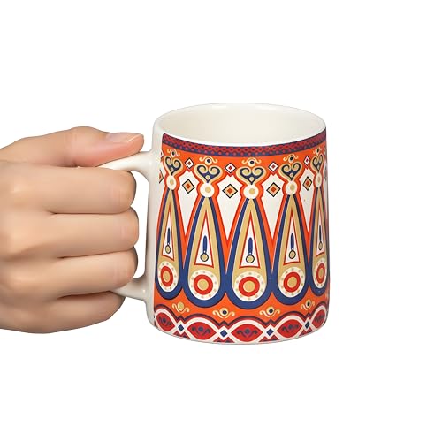 Image of miah decor Ceramic Tea Coffee Cups Set Matte Printed Small Chai Mug Drinkware Microwave Safe for Home & Restaurant-300 ml (MD-750)