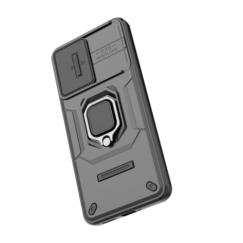Image of Kapa Armor Slider Back Cover for Oppo K13 5G | Inbuilt Ring + Camera Slider Shockproof Lens Protection Bumper Back Case (Black)