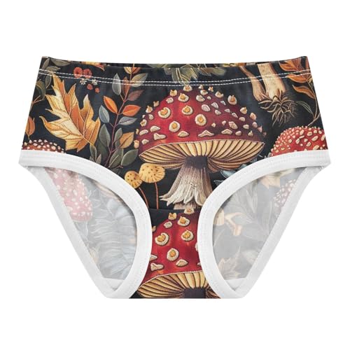 Underwear for Girls, Vintage Mushrooms Lants Toddler Girl Briefs, Girls Underwear Cotton, 2T–8 Years