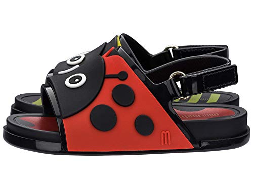 Mini Melissa Beach Slide Sandal Zoo (Preta/Vermelha / Amarela)