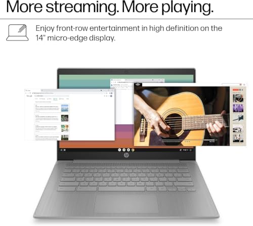 Image of HP Chromebook 14 Laptop (14 inch HD, Intel 4-Core Celeron N4120, 4GB RAM, 64GB eMMC + 64GB SD Card) for Home, Students, Light Weight, Long Battery Life, Webcam, Wi-Fi, IST HUB, Chrome OS (Renewed)