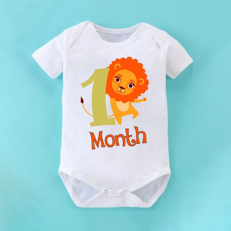 Image of KNITROOT Monthly Birthday Special Unisex Baby Romper Half Sleeve White Color
