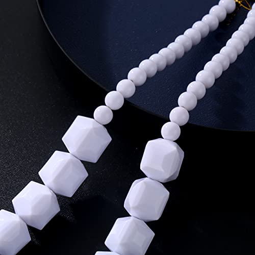 Acrylic Beads Statement Strand Necklaces,White Necklace For Women (55Cm/21.65Inch) (Long) #TOP5