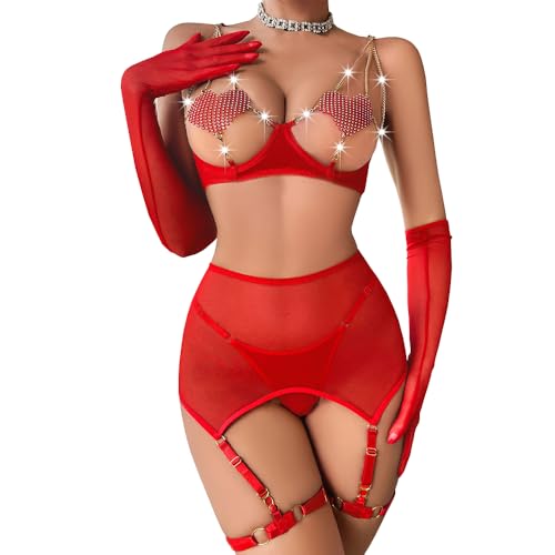 Strumpfband Micro Bikini Set Sexy Kette Liebe...