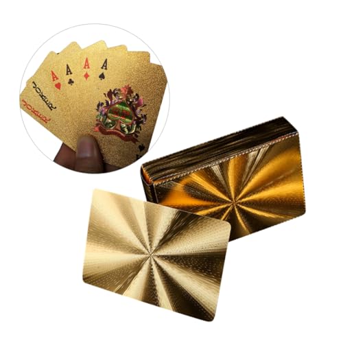 BESTonZON wasserdichte Goldfolie Pokerkarten Aus Langlebigem Kunststoff Kreative Colorierung Hervorragendes Spielgefühl Für Familie Bar Und Büro Glänzende Unterhaltungsspielzeuge – Bild 3