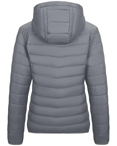 Image of Outdoor Ventures Women's Packable Lightweight Full-Zip Puffer Jacket with Hood Quilted Winter Coat