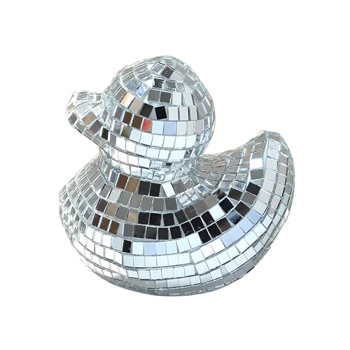 1pc Disco Duck Disco Ball Duck Shape Ornament Reflective Mirrored Glass Decorative Accent for Cake Decoration Disco Themed Party Wedding